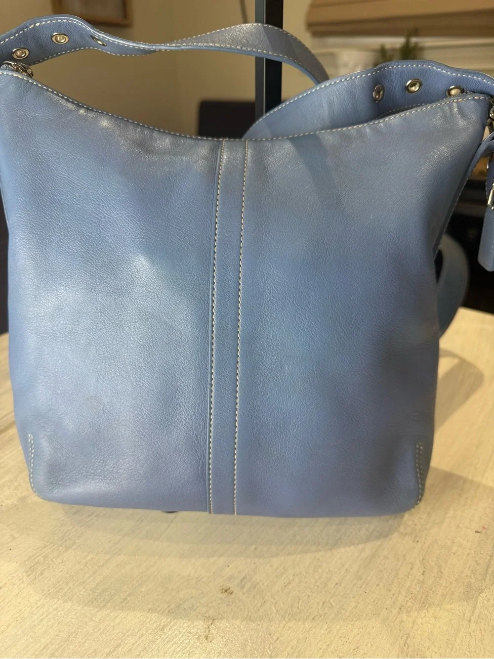 Vintage Y2K Coach Dusty Blue Legacy Leather Crossbody Hobo Bag